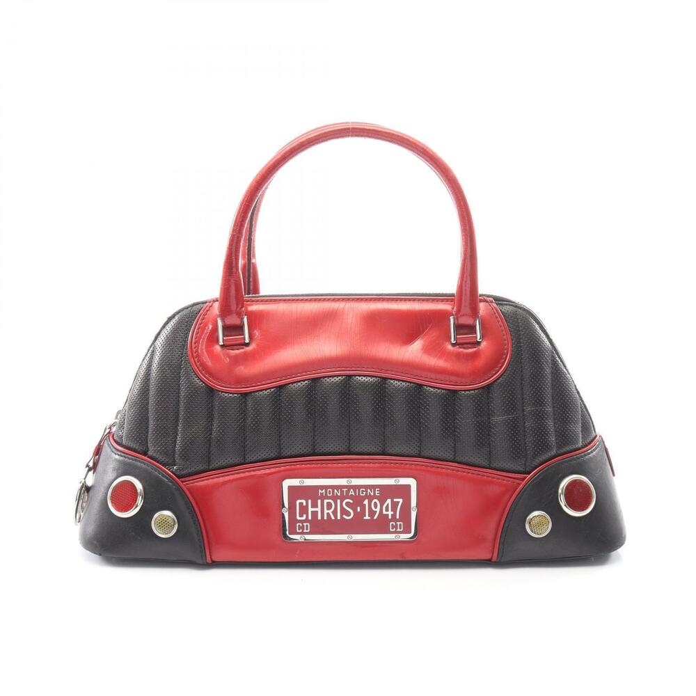 Christian Dior Montaigne Chris Trailer Handbag Leather Red Black